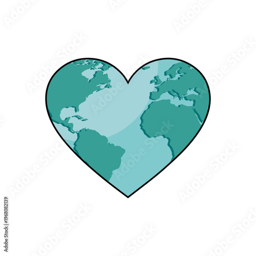 Planet Map Designs On Heart Shape