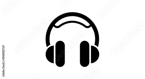 Over-ear headphones black silhouette icon for music, audio, listening, sound, technology, entertainment, headset symbol