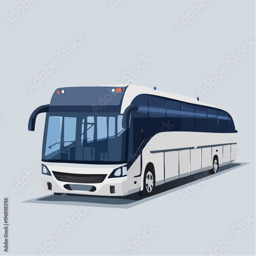 White and blue bus front view public transportation bus from multiple views with it features a sleek design with tinted