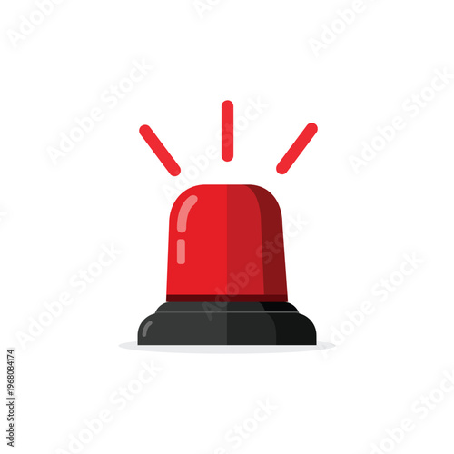 A red siren light icon with white background, symbolizing emergency and warning. Flasher icon set. Alarm siren icon vector. Siren icons in multiple styles