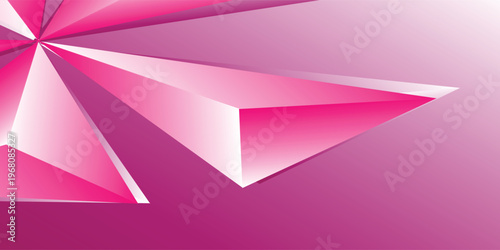 3D background of abstract triangle ray model with ping and white color