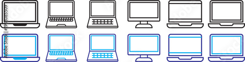 Laptop icons set. Laptop different style. collection Laptops or notebook computer. monitor and laptop icon vector