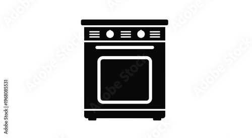 A black silhouette of a modern electric range featuring four burners and an oven high quality