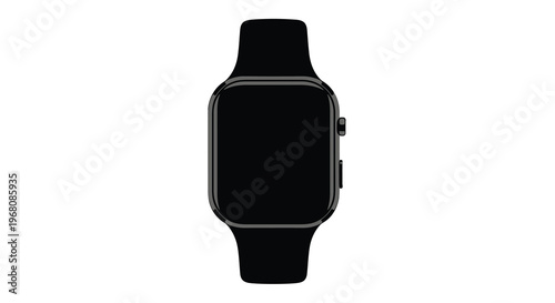 A black smartwatch with a dark screen is displayed against a plain white background high quality