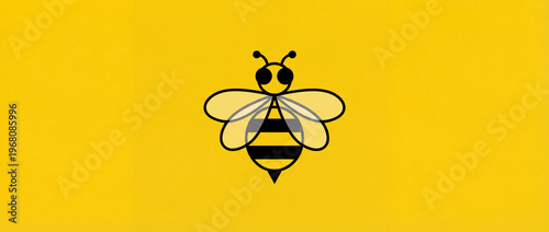 Minimalist bee illustration with flat colors and clean composition, suitable for modern and educational designs.
