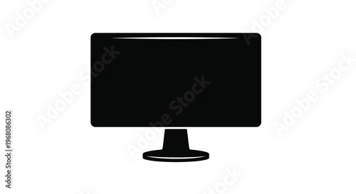 A minimalist depiction of a modern flat screen computer monitor on a white background high quality