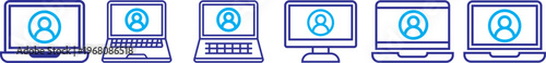 Laptop icons set. Laptop different style. collection Laptops or notebook computer. monitor and laptop icon vector