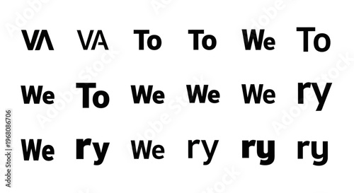 Typography, Text Patterns, Vector Words, Black and White