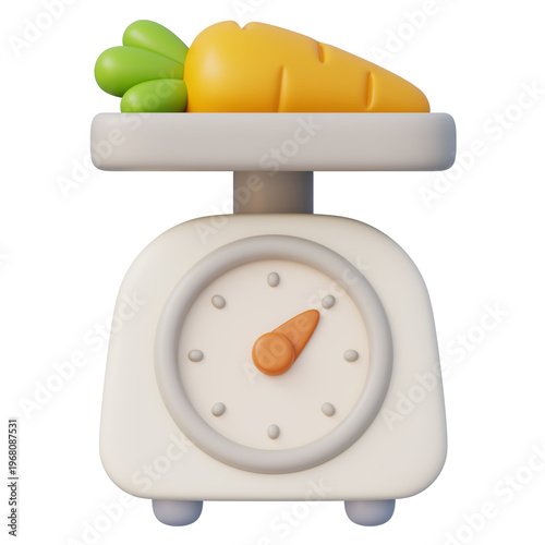 Cooking 3d kitchen scale carrot measuring for recipe accuracy and weight management diet planning