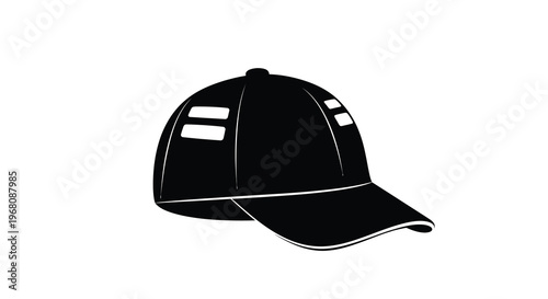 A black silhouette of a baseball cap with a curved brim and ventilation holes high quality
