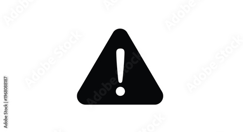 A simple black triangular warning sign with an exclamation point centered within high quality professional detailed