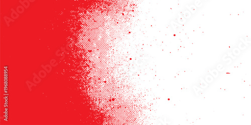 Red water drops and paint splashes create a grunge liquid texture with watercolor ink splatters and blood-like spots on a red artistic wallpaper design