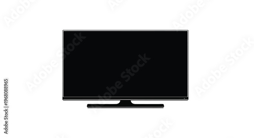 A minimalist depiction of a modern flat screen television set against a plain white background