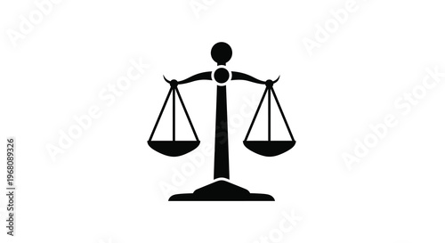 A black silhouette of scales of justice symbolizing fairness and legal judgment high quality professional detailed