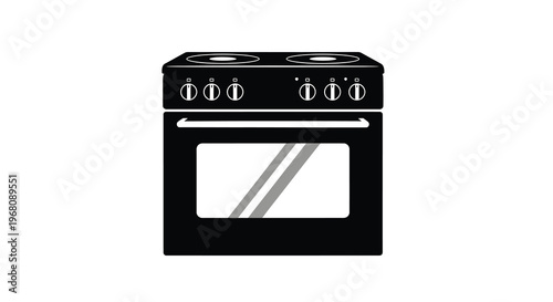 A black and white illustration depicts a freestanding electric cooker with four burners and an oven