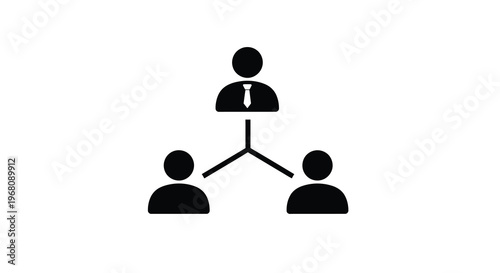 A simple black icon depicts a leader figure with two subordinate figures below high quality professional