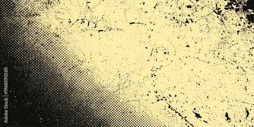 Old abstract grunge background featuring vintage paper texture and rough aged wall paint with artistic circles and a dirty yellow backdrop pattern