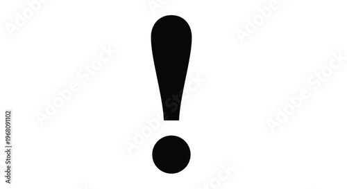 A stark black exclamation point symbol dominates a plain white background conveying urgency high quality professional