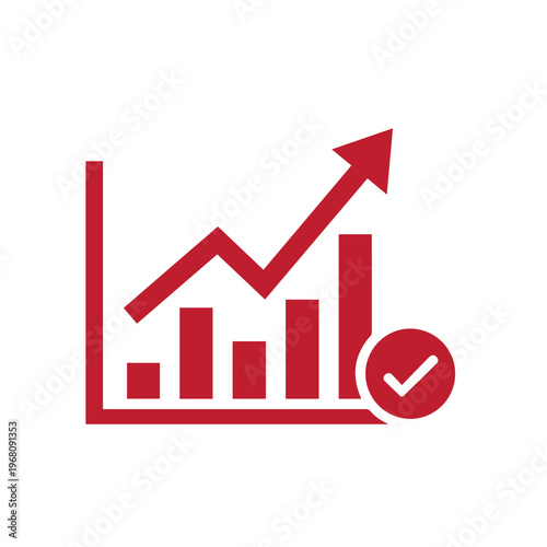 Graph shows positive growth with a checkmark confirming success and progress.
