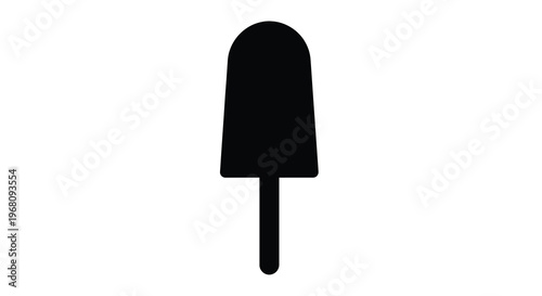 A simple black silhouette depicts a popsicle on a stick isolated against a white background