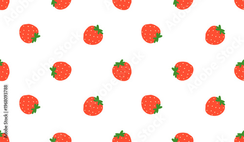 Summer seamless pattern with strawberry cute cartoon