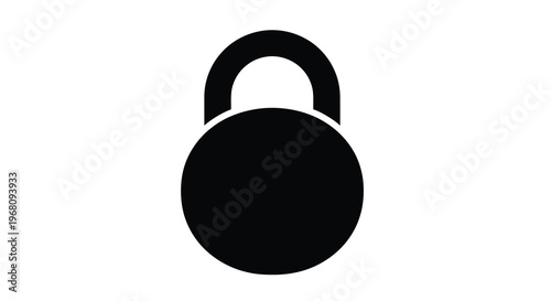 A simple black silhouette depicts a kettlebell a weight used for exercise and strength training