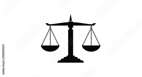 A stark silhouette of traditional scales of justice symbolizing fairness and legal equilibrium high quality professional
