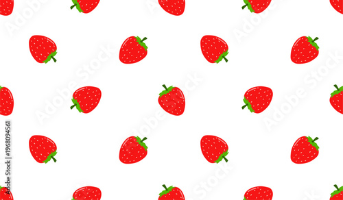 Summer seamless pattern with strawberry cute cartoon