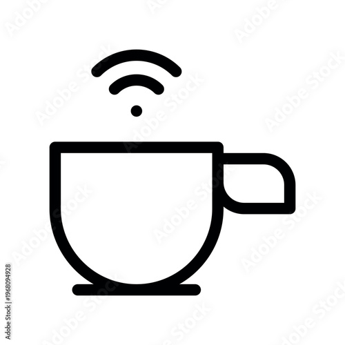 Cyber Cafe Wireless Network Cup Outline