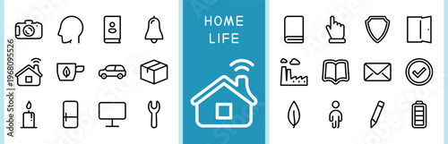Smart home life and domestic automation vector line icon set