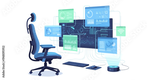 Ergonomic office chair with headrest.