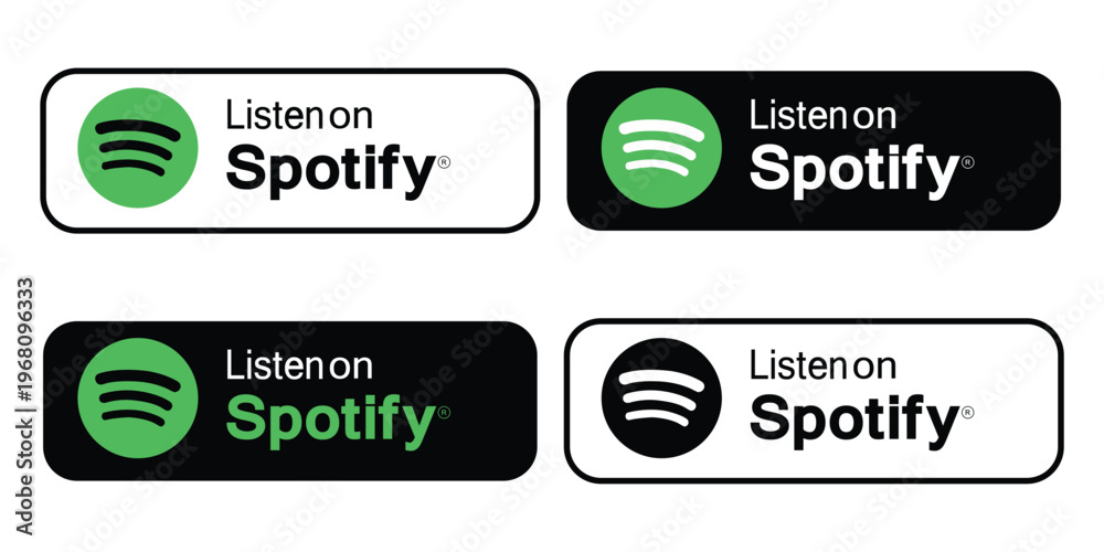 Naklejka premium listen on spotify vector icon set. spotify logo set.