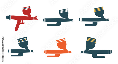 Air Brush Line art vector set modern abstract color design