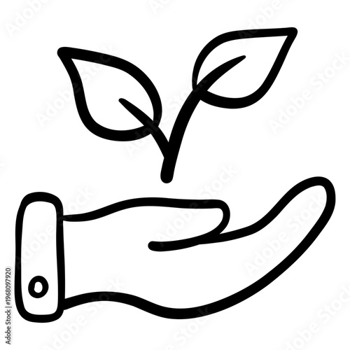 Eco-friendly hand holding a growing plant symbolizing care for nature.