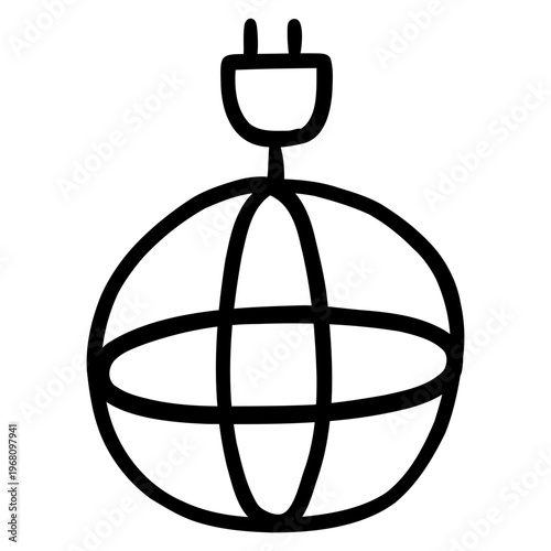 Globe with energy plug symbolizing global sustainable power