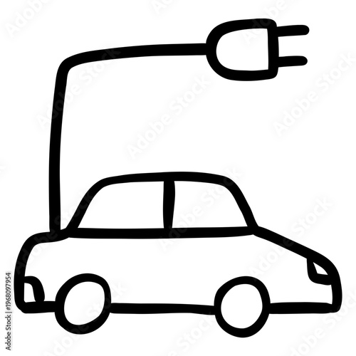 Electric car charging icon representing eco-friendly transportation