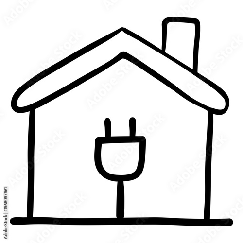 Eco house with plug symbol representing energy-efficient home