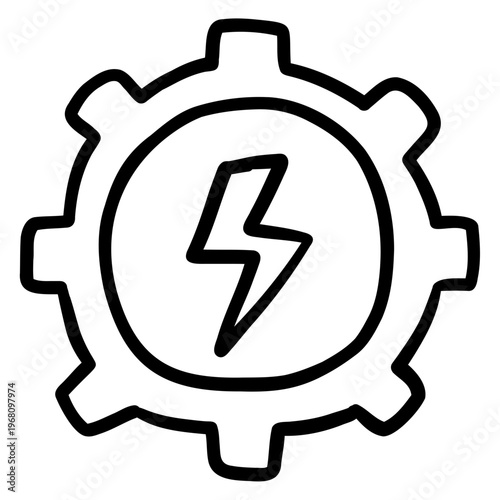Gear with energy symbol representing sustainable technology