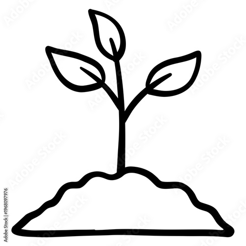 Young plant growing from soil symbolizing natural growth.