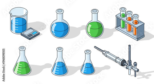 Illustration of Laboratory Equipment used for Chemical Experiments and Scientific Research