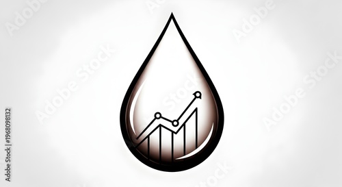 A stylized teardrop shaped graph icon with a line chart inside