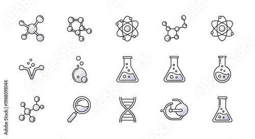 Illustration of Science Icons for Chemistry Research and Scientific Exploration