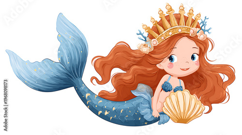 little mermaid isolated on white 