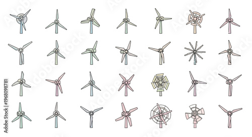 Illustrated Compilation of Wind Turbine Designs for Renewable Energy Production