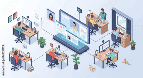 People Working at Office Desks.