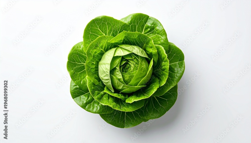 Fototapeta premium Fresh Green Cos Lettuce Isolated on White Background for Healthy Eating and Lifestyle Concepts.