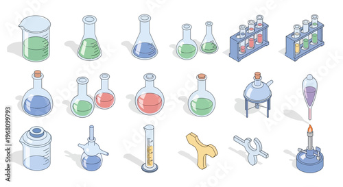 Illustration of Laboratory Glassware and Equipment Used in Chemical and Scientific Research