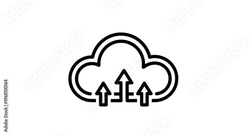 Cloud data upload icon representing cloud computing, and digital information processing