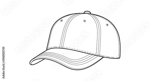 Blank baseball cap vector illustration of a casual sport hat with a visor isolated on a white background as a fashion design template