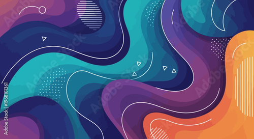 Abstract layered design with flowing gradients and geometric elements for modern artwork